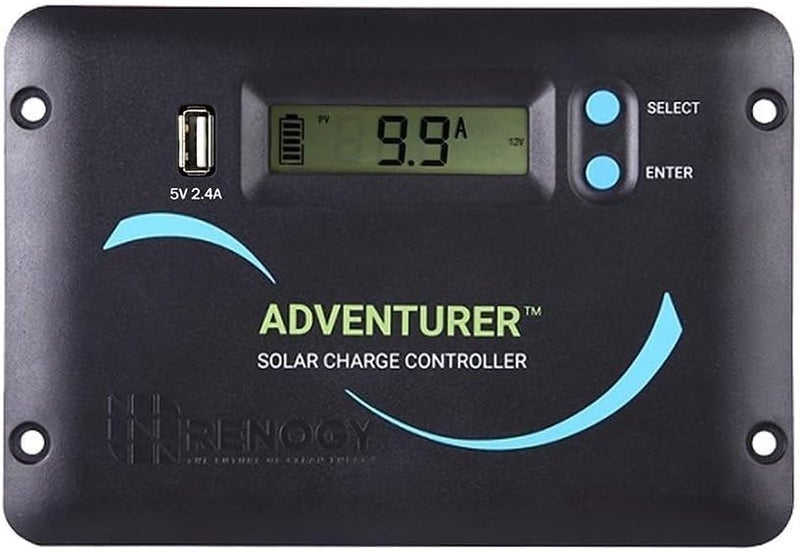 Renogy وحدة تحكم الطاقة الشمسية Adventurer-Li 30A - تصميم مدمج لجدران RV/المخيمات، شاحن PWM تلقائي 12V/24V، شاشة LCD، متوافق مع بطاريات الليثيوم وAGM/جل - Image 1